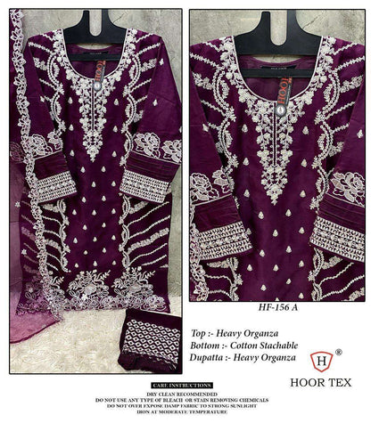 Hf 156 Hoor Tex Organza Pakistani Readymade Suits Wholesaler