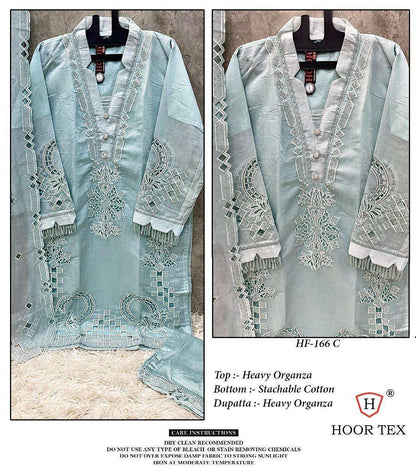 Hf 166 Hoor Tex Organza Pakistani Readymade Suits Wholesaler India