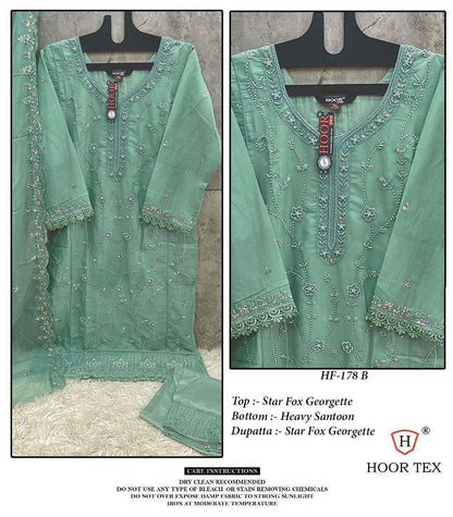 Hf 178 Hoor Tex Fox Georgette Pakistani Readymade Suits Wholesale Price