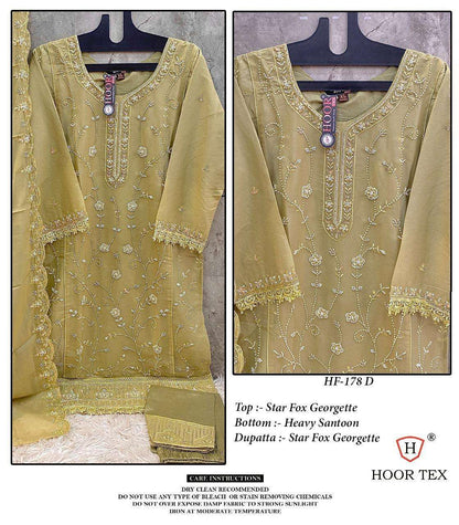 Hf 178 Hoor Tex Fox Georgette Pakistani Readymade Suits Wholesale Price