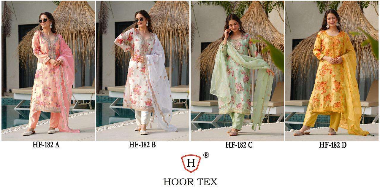 Hf 182 Hoor Tex Organza Pakistani Readymade Suits Manufacturer India