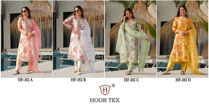 Hf 182 Hoor Tex Organza Pakistani Readymade Suits Manufacturer India