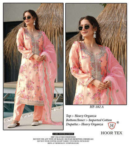 Hf 182 Hoor Tex Organza Pakistani Readymade Suits Manufacturer India