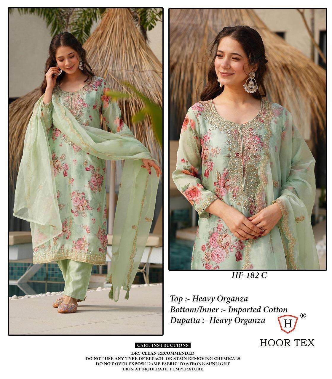 Hf 182 Hoor Tex Organza Pakistani Readymade Suits Manufacturer India