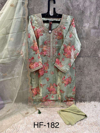 Hf 182 Hoor Tex Organza Pakistani Readymade Suits Manufacturer India