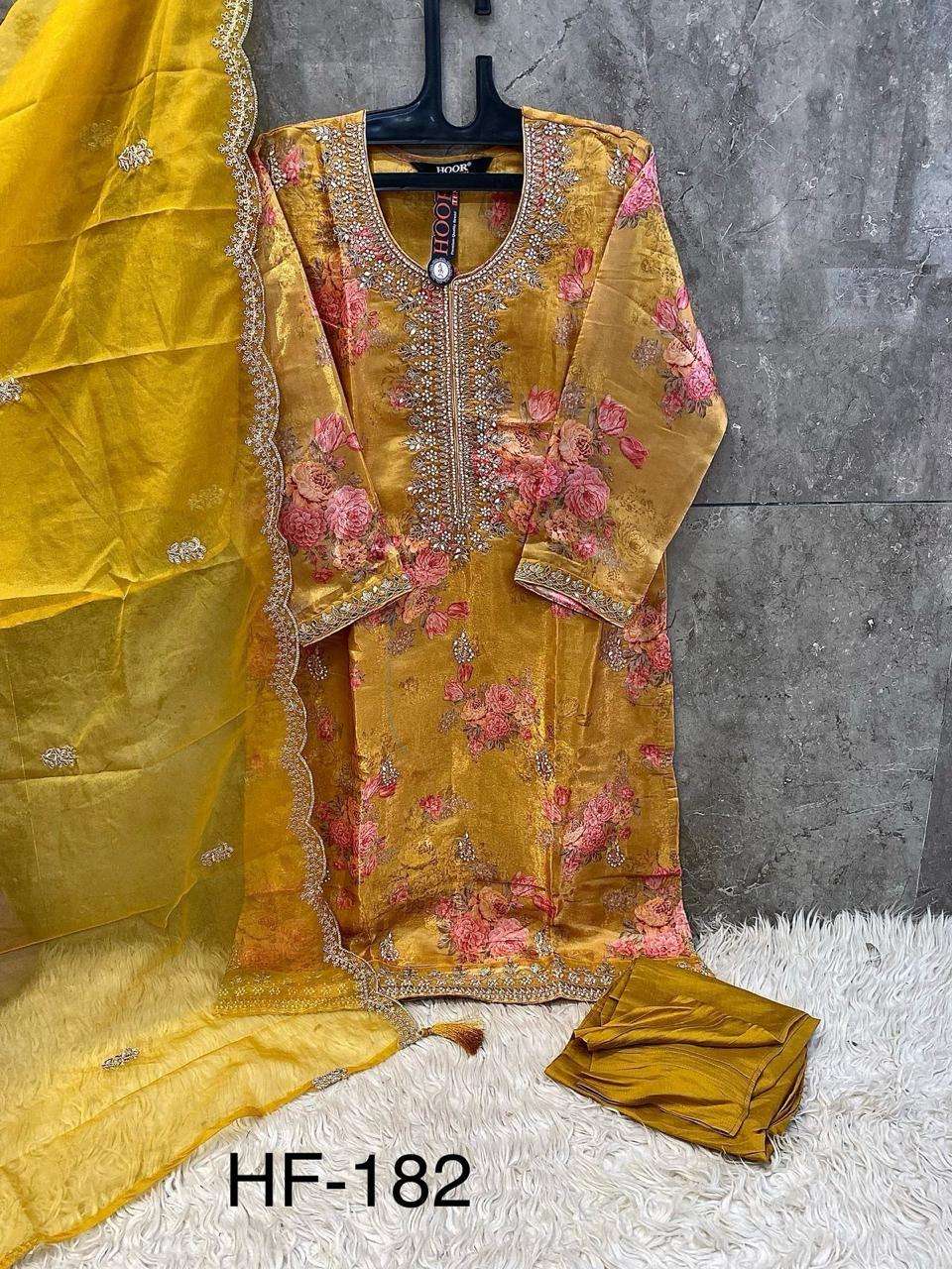Hf 182 Hoor Tex Organza Pakistani Readymade Suits Manufacturer India