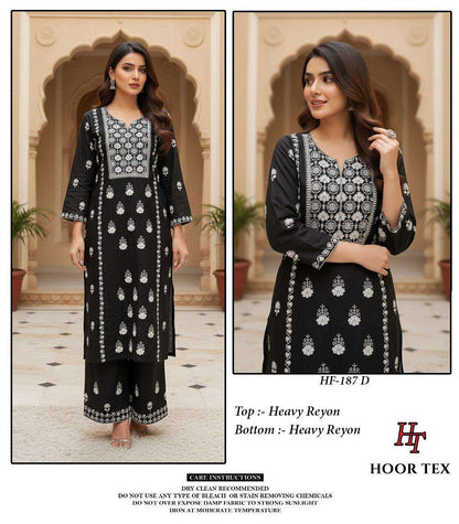 Hf 187 Hoor Tex Heavy Reyon Co Ord Set Wholesaler India