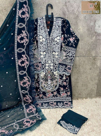 Hf 189 Hoor Tex Fox Georgette Pakistani Readymade Suits Wholesale Rate