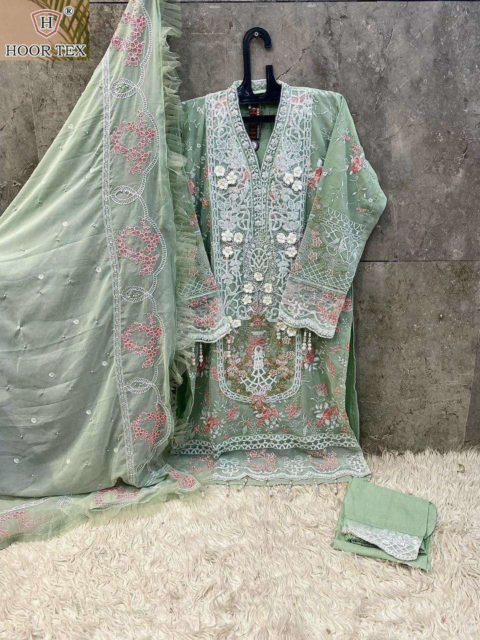 Hf 189 Hoor Tex Fox Georgette Pakistani Readymade Suits Wholesale Rate