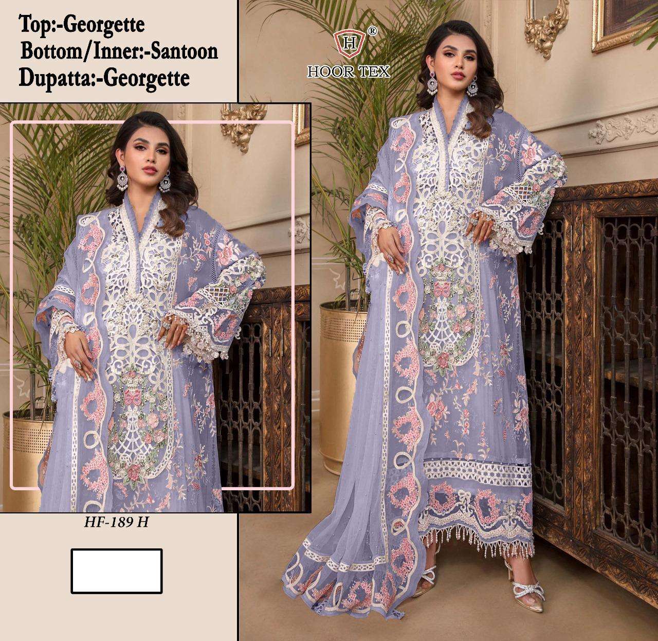 Hf 189 Hoor Tex Fox Georgette Pakistani Readymade Suits Wholesale Rate