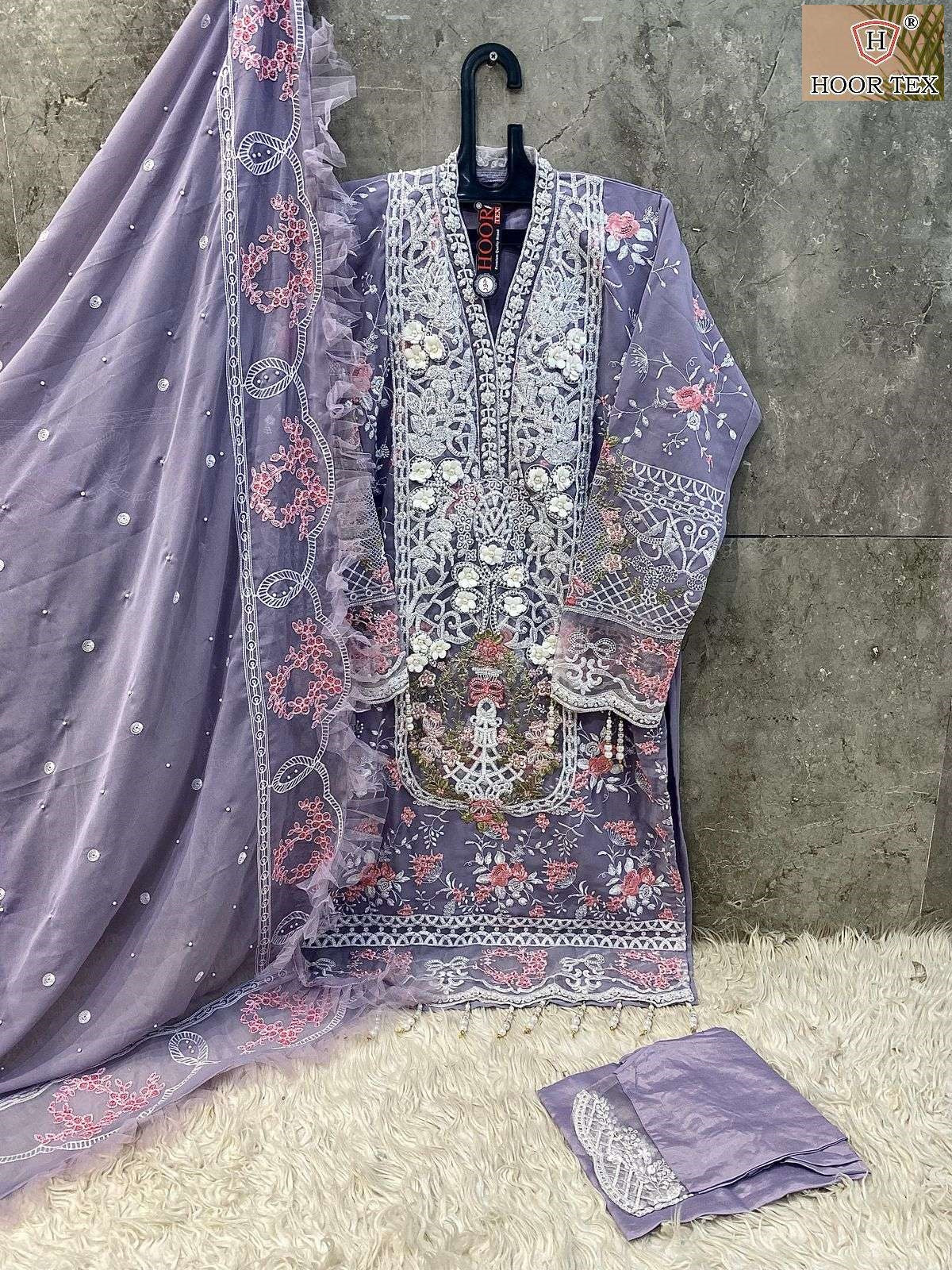 Hf 189 Hoor Tex Fox Georgette Pakistani Readymade Suits Wholesale Rate