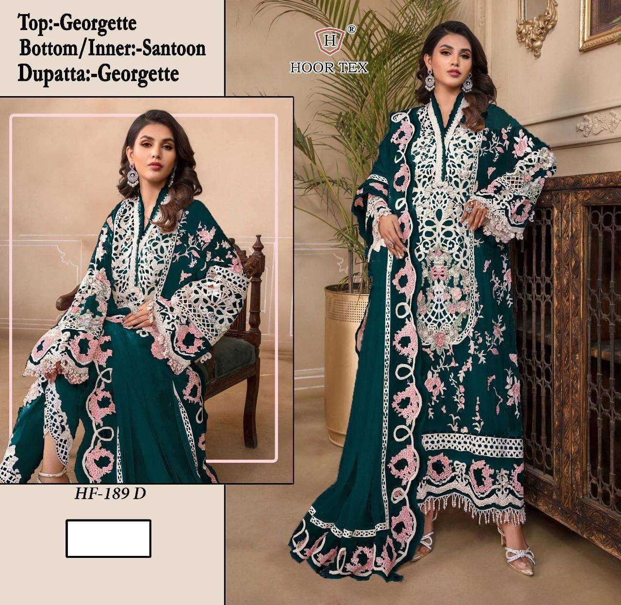 Hf 189 Hoor Tex Fox Georgette Pakistani Readymade Suits Wholesale Rate