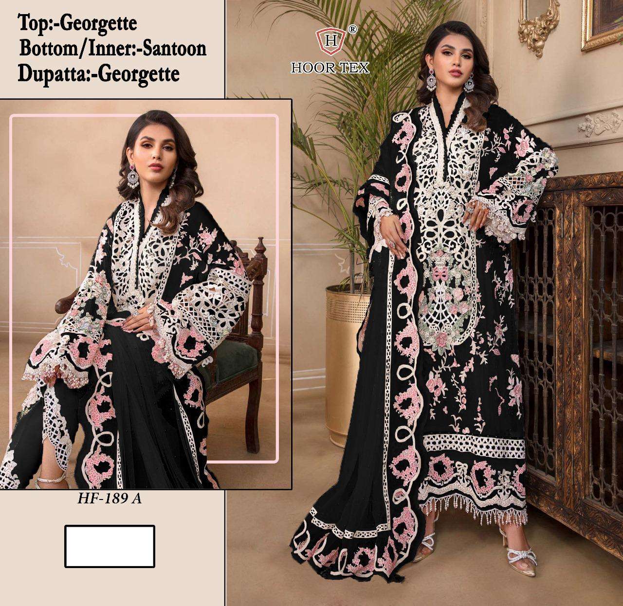 Hf 189 Hoor Tex Fox Georgette Pakistani Readymade Suits Wholesale Rate