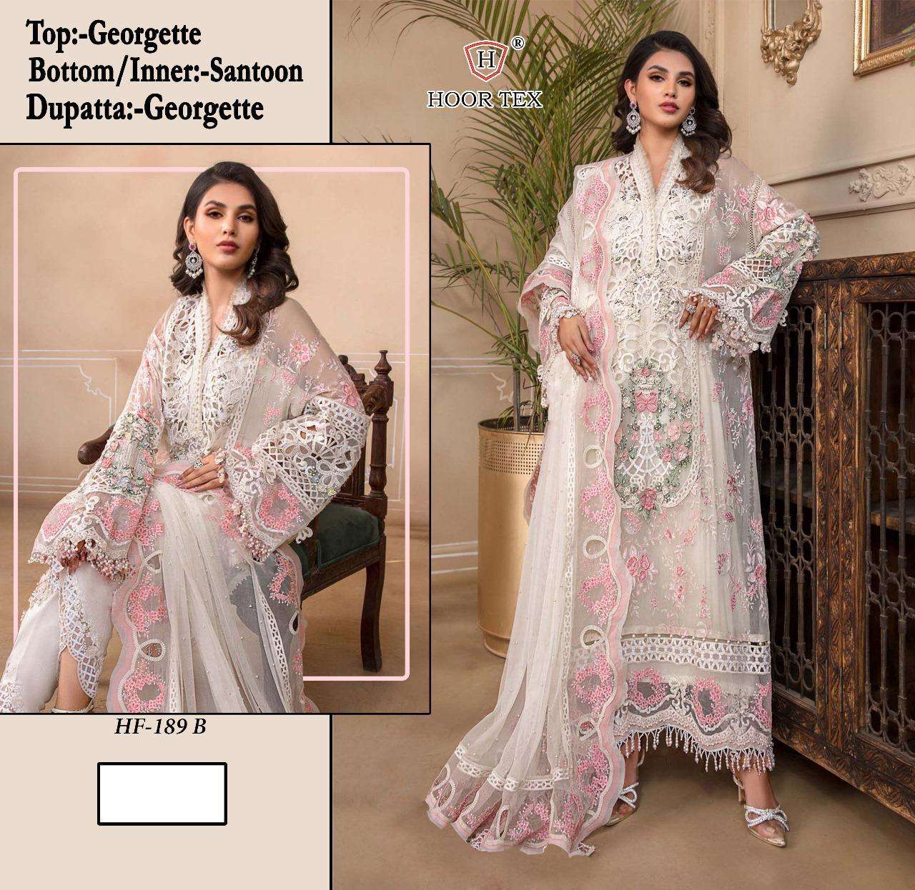 Hf 189 Hoor Tex Fox Georgette Pakistani Readymade Suits Wholesale Rate
