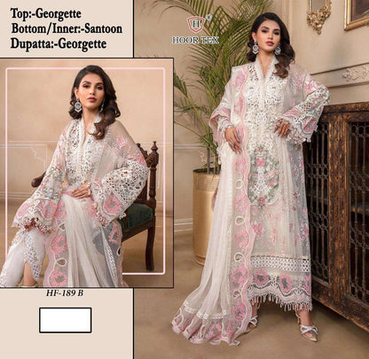 Hf 189 Hoor Tex Fox Georgette Pakistani Readymade Suits Wholesale Rate