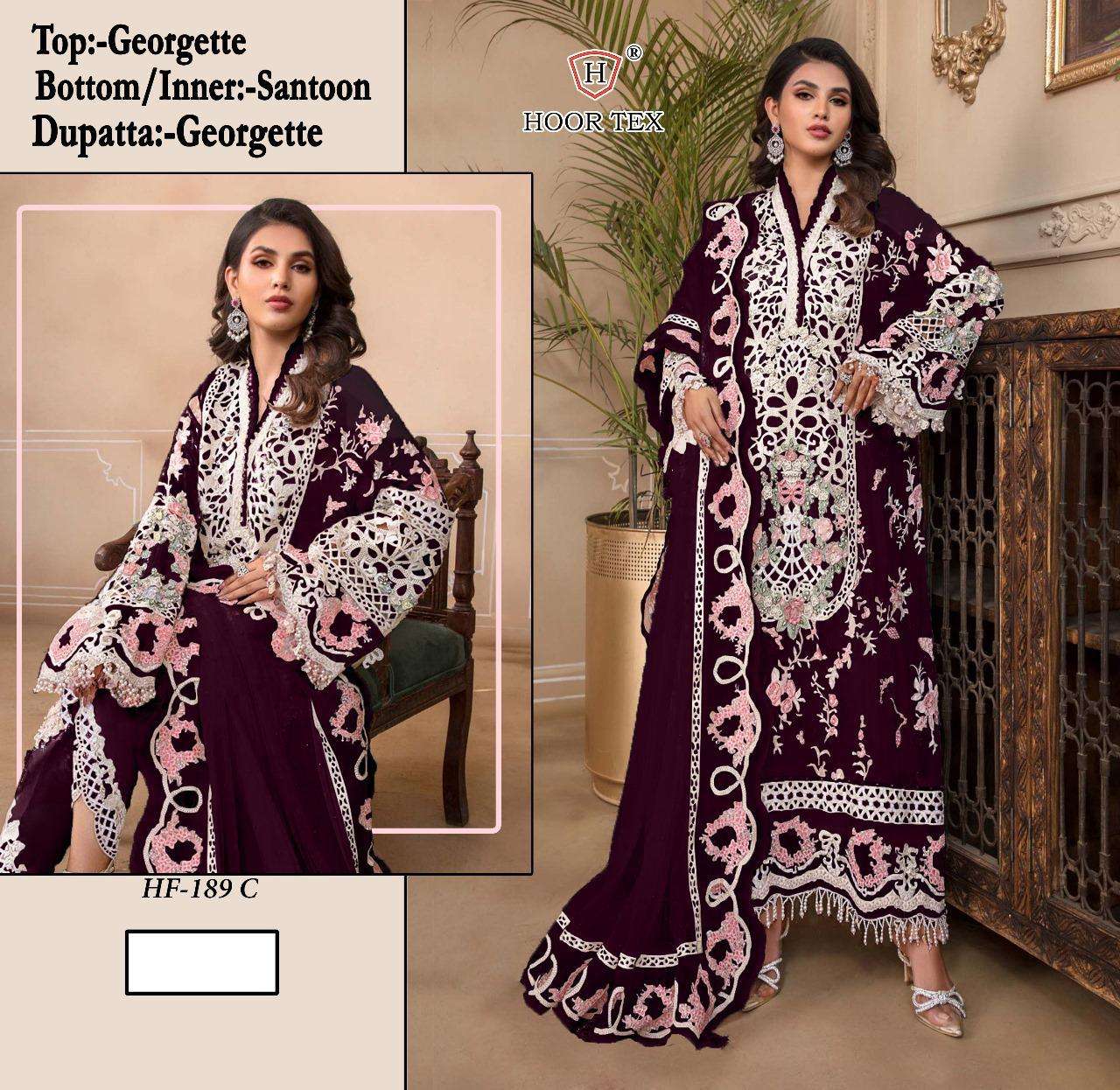 Hf 189 Hoor Tex Fox Georgette Pakistani Readymade Suits Wholesale Rate