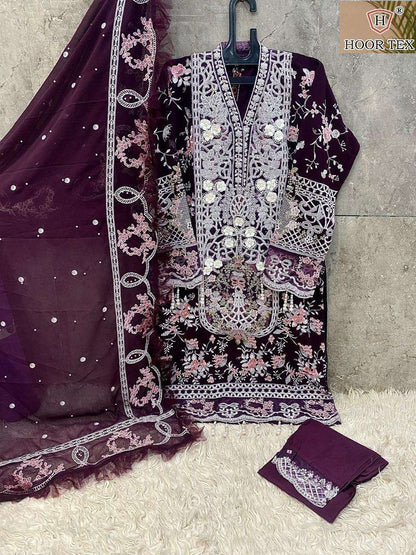 Hf 189 Hoor Tex Fox Georgette Pakistani Readymade Suits Wholesale Rate