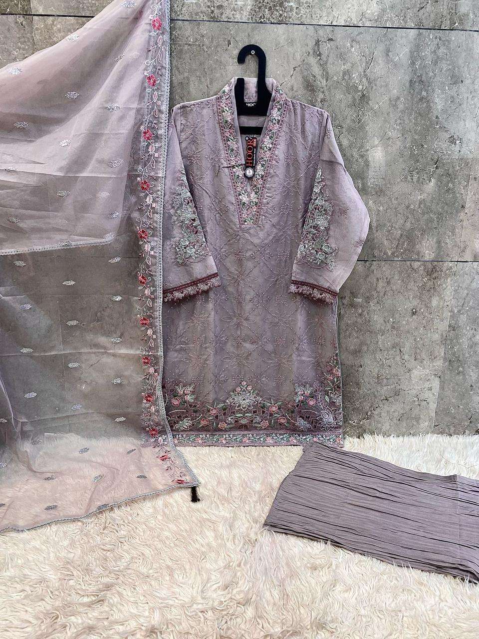 Hf 208 Hoor Tex Organza Pakistani Readymade Suits Manufacturer