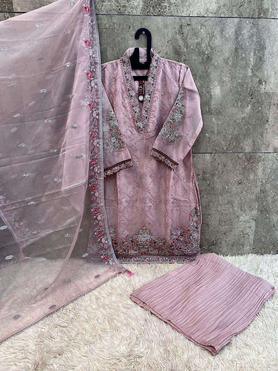 Hf 208 Hoor Tex Organza Pakistani Readymade Suits Manufacturer
