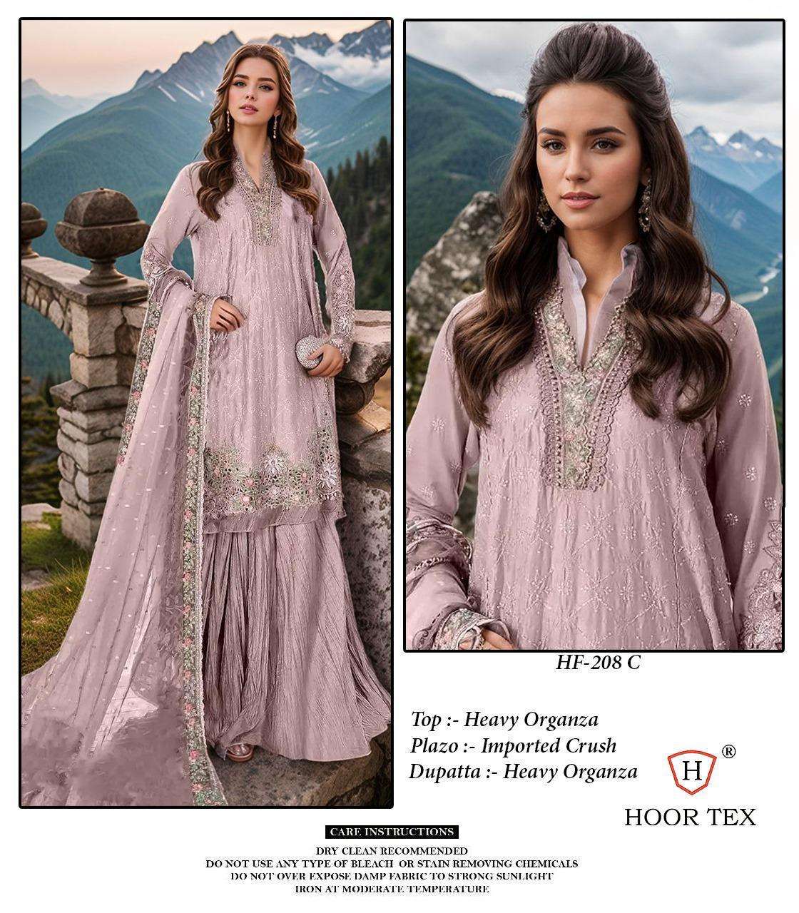 Hf 208 Hoor Tex Organza Pakistani Readymade Suits Manufacturer