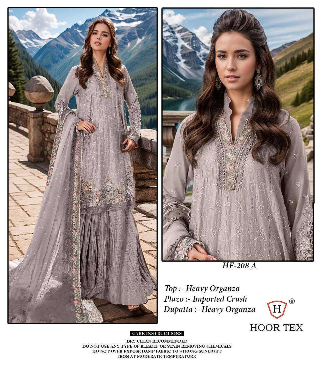 Hf 208 Hoor Tex Organza Pakistani Readymade Suits Manufacturer