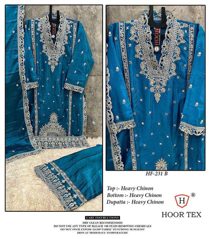 Hf 231 Hoor Tex Chinon Pakistani Readymade Suits Manufacturer Ahmedabad