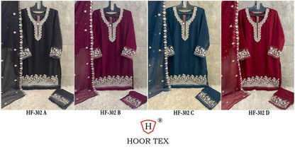 Hf 302 Hoor Tex Georgette Pakistani Readymade Suits Wholesaler Gujarat