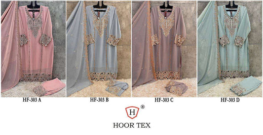 Hf 303 Hoor Tex Georgette Pakistani Readymade Suits Manufacturer Ahmedabad