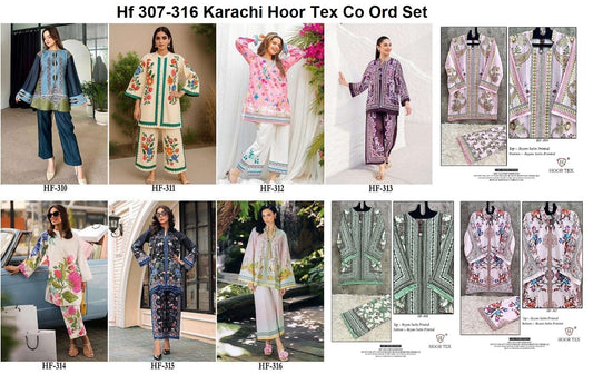 Hf 307-316 Karachi Hoor Tex Reyon Co Ord Set Supplier Ahmedabad