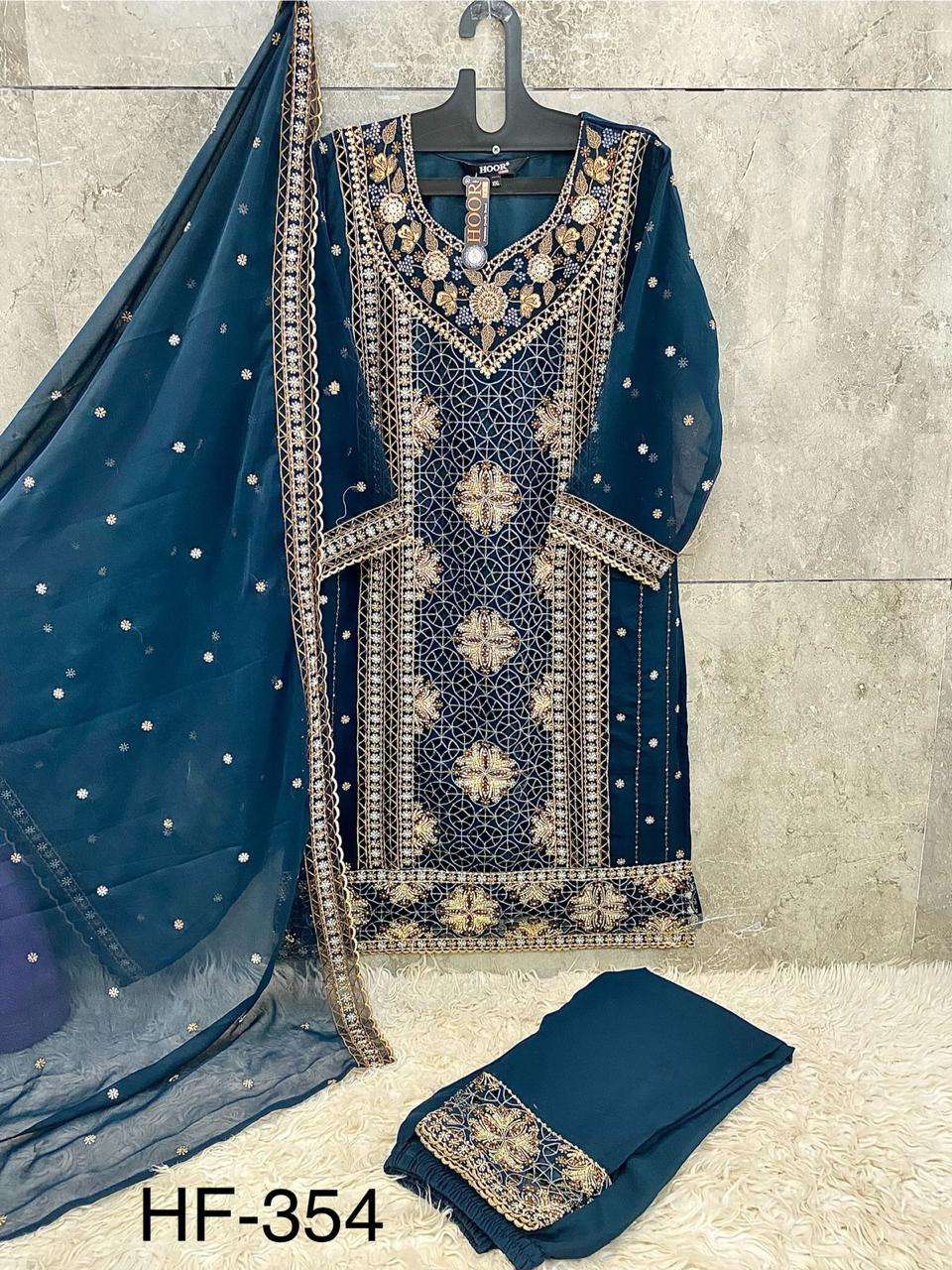 Hf 354 Hoor Tex Georgette Pakistani Readymade Suits Manufacturer Ahmedabad