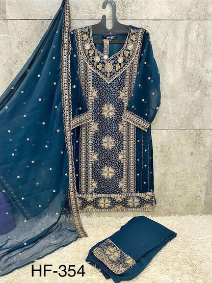 Hf 354 Hoor Tex Georgette Pakistani Readymade Suits Manufacturer Ahmedabad