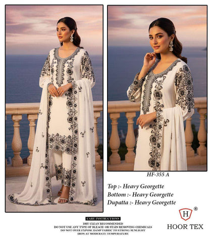 Hf 355 Hoor Tex Georgette Pakistani Readymade Suits Manufacturer India