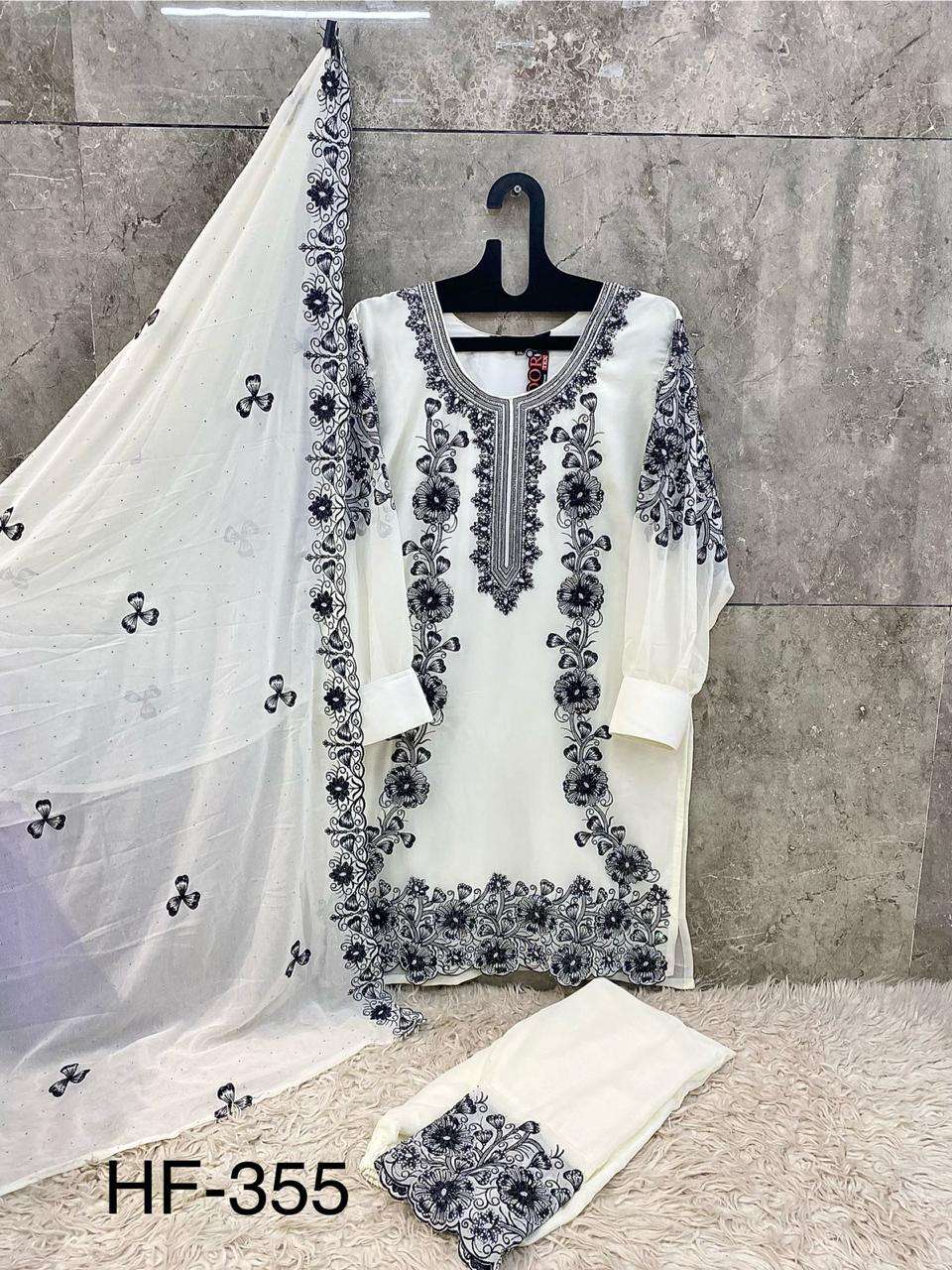 Hf 355 Hoor Tex Georgette Pakistani Readymade Suits Manufacturer India