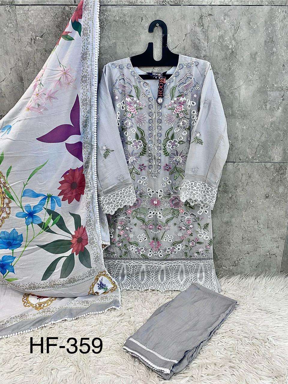 Hf 359 Hoor Tex Chiffon Pakistani Readymade Suits Supplier