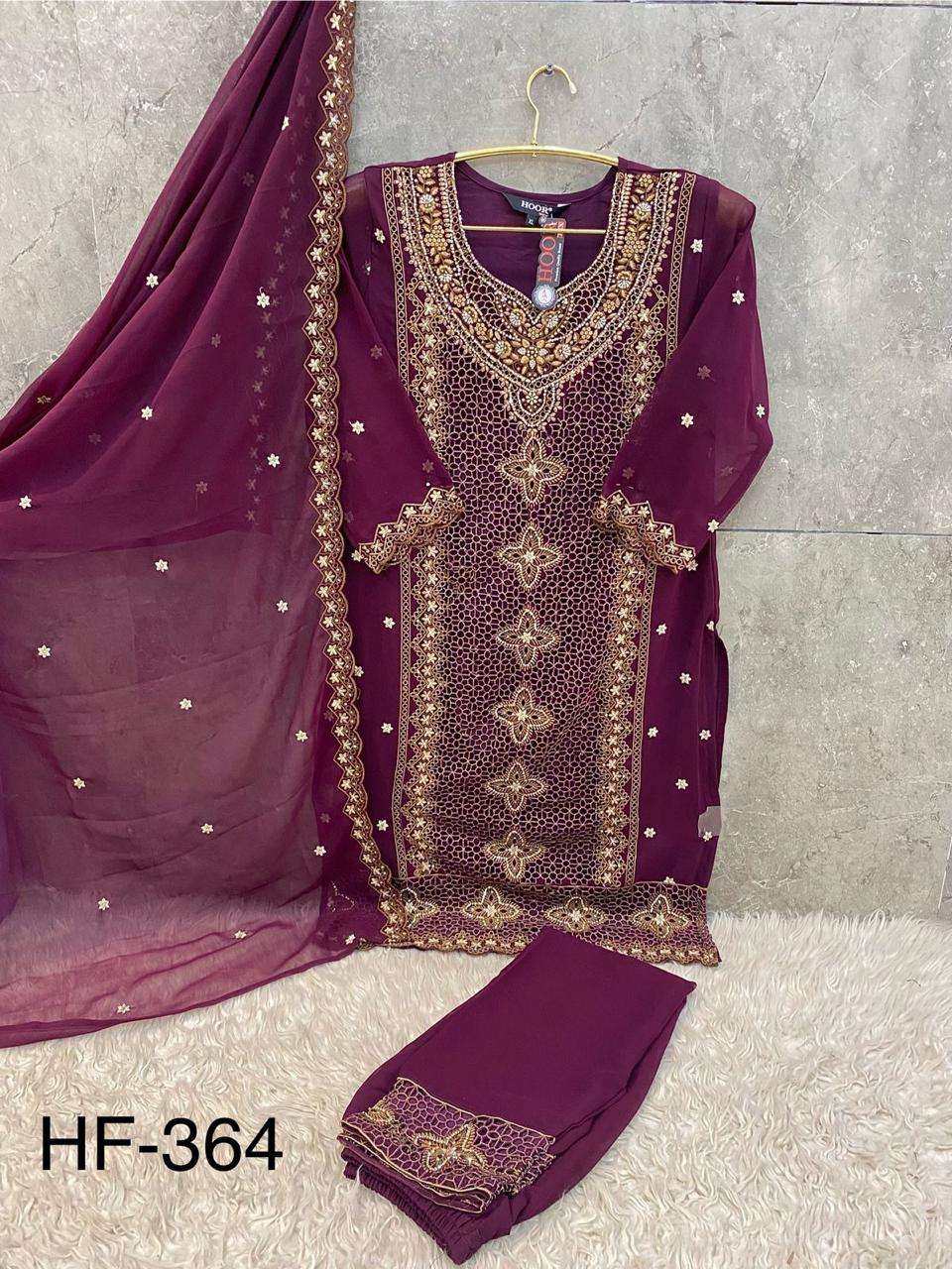 Hf 364 Hoor Tex Georgette Pakistani Readymade Suits Exporter Gujarat