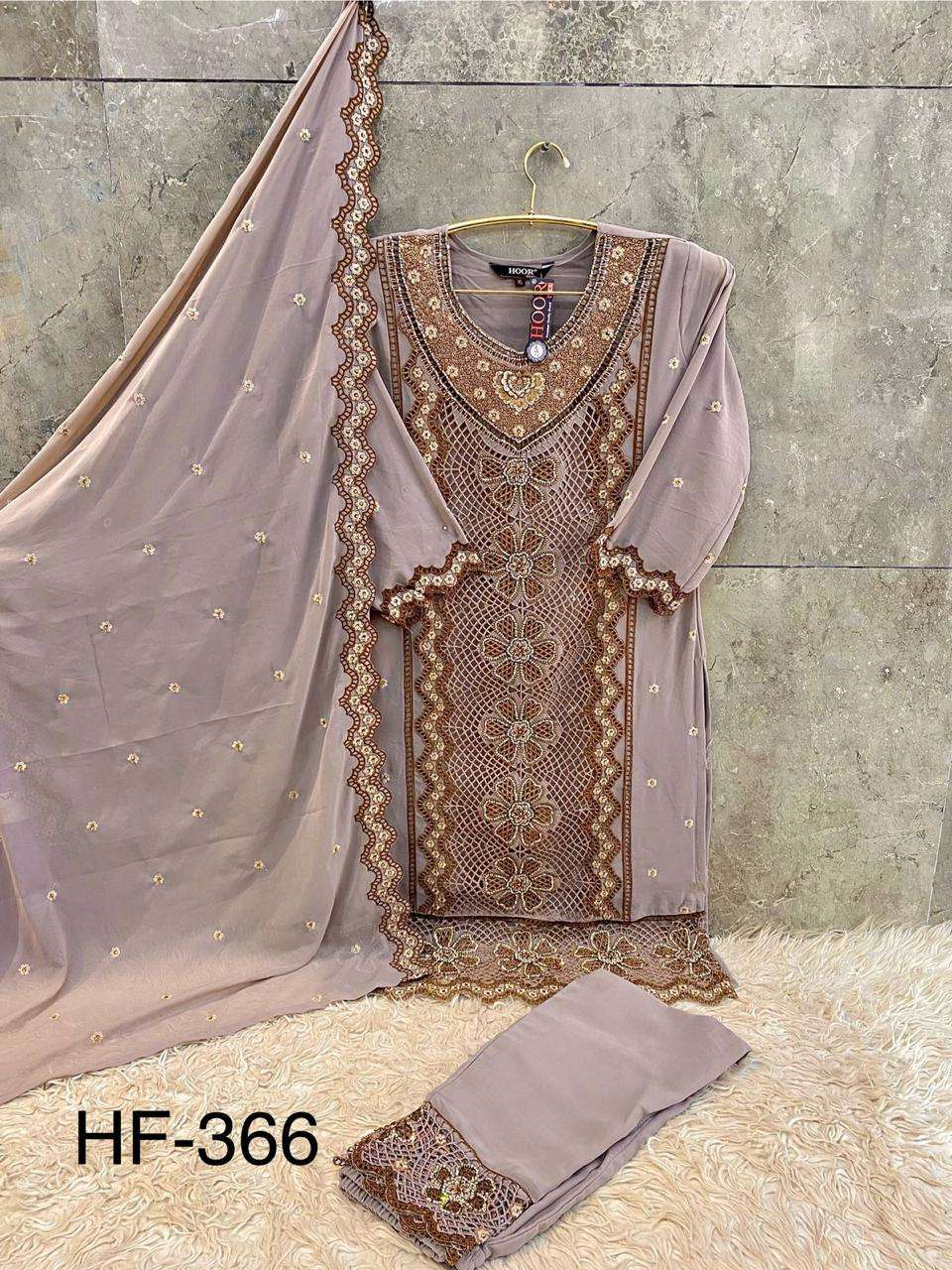 Hf 366 Hoor Tex Georgette Pakistani Readymade Suits Wholesaler India