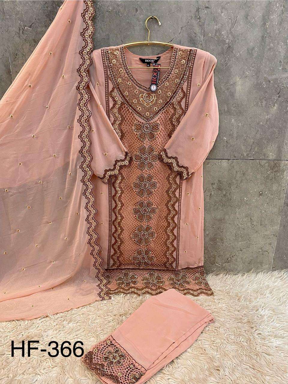 Hf 366 Hoor Tex Georgette Pakistani Readymade Suits Wholesaler India