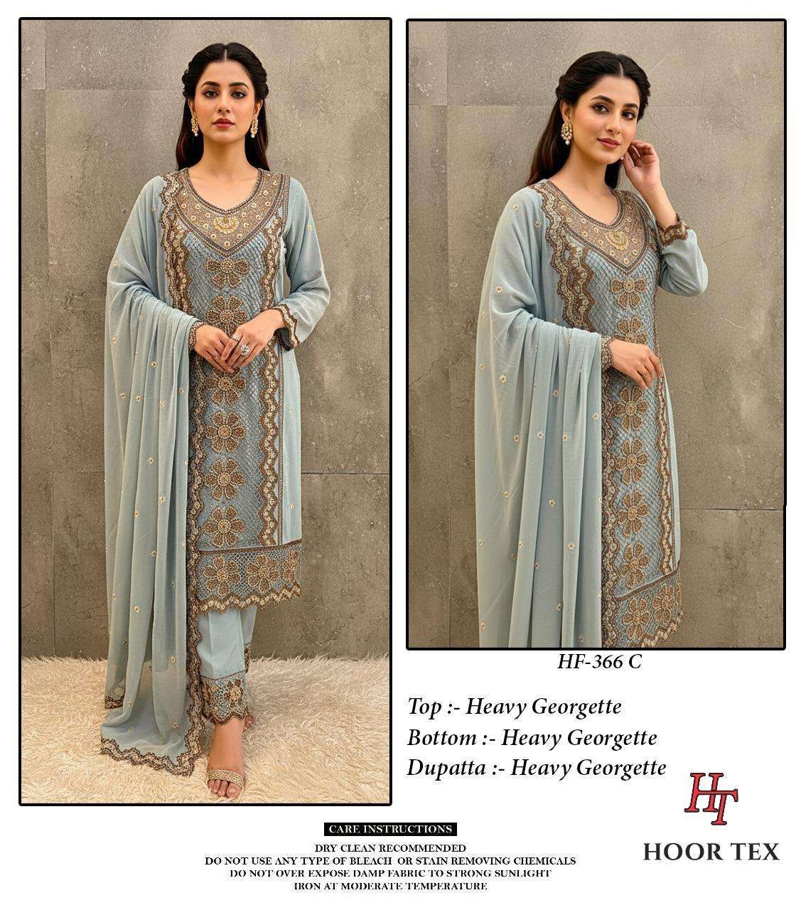 Hf 366 Hoor Tex Georgette Pakistani Readymade Suits Wholesaler India
