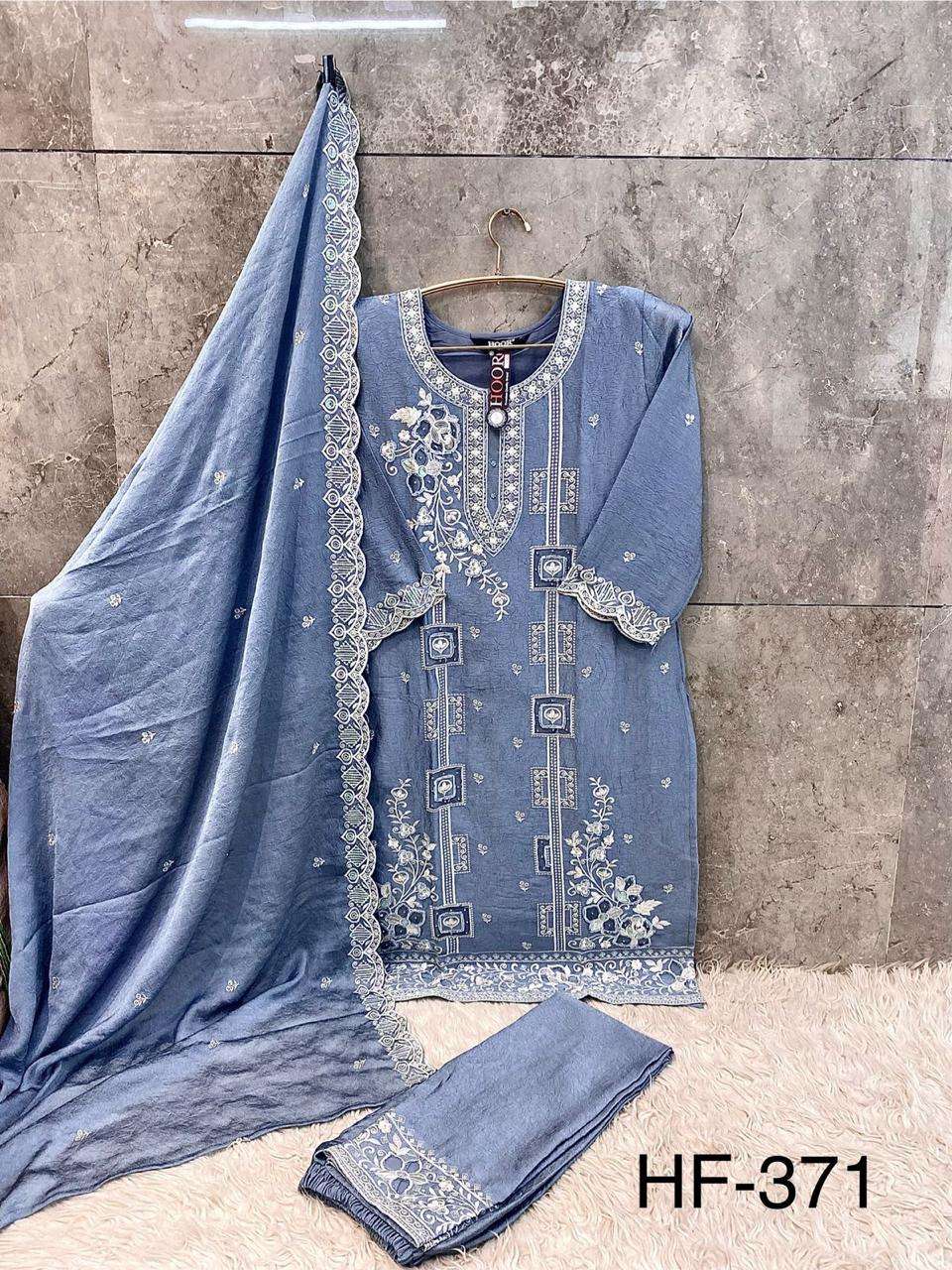 Hf 371 Hoor Tex Chiffon Pakistani Readymade Suits Exporter