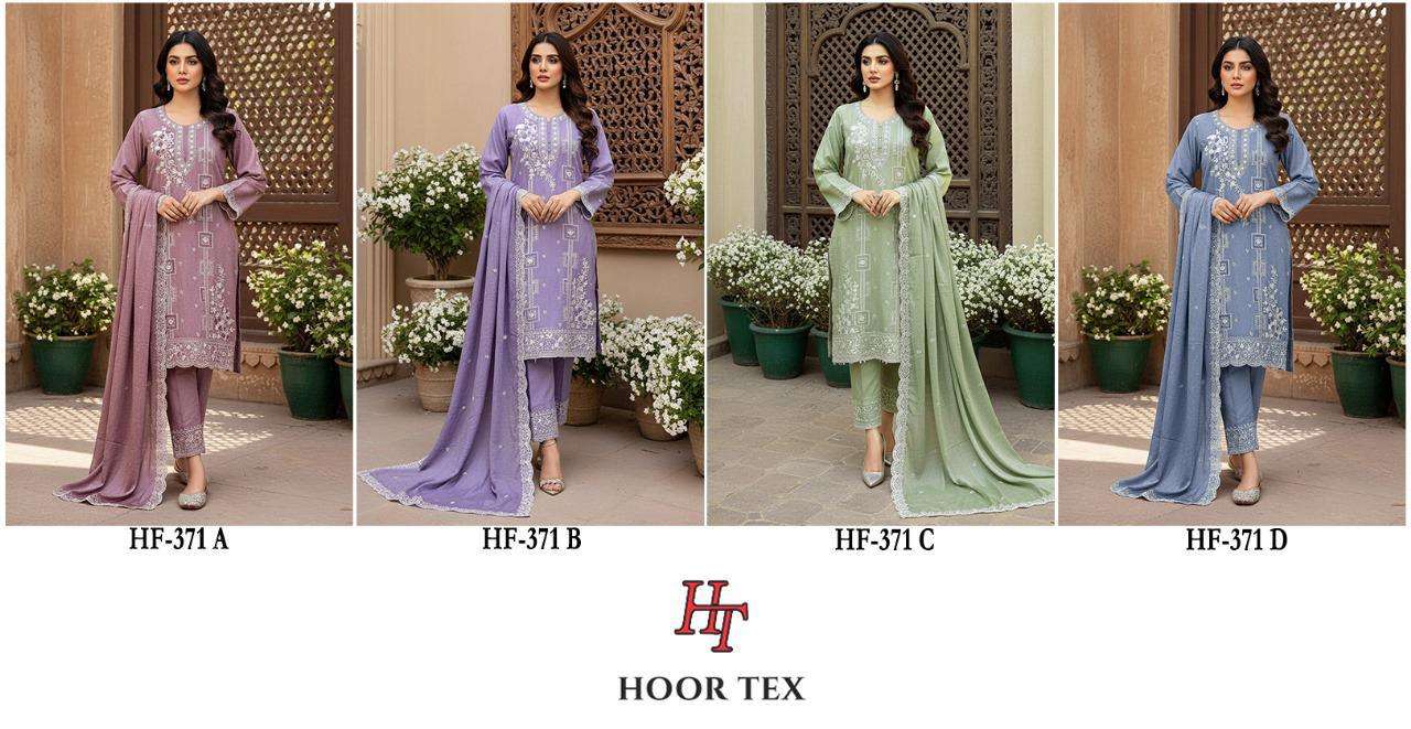 Hf 371 Hoor Tex Chiffon Pakistani Readymade Suits Exporter