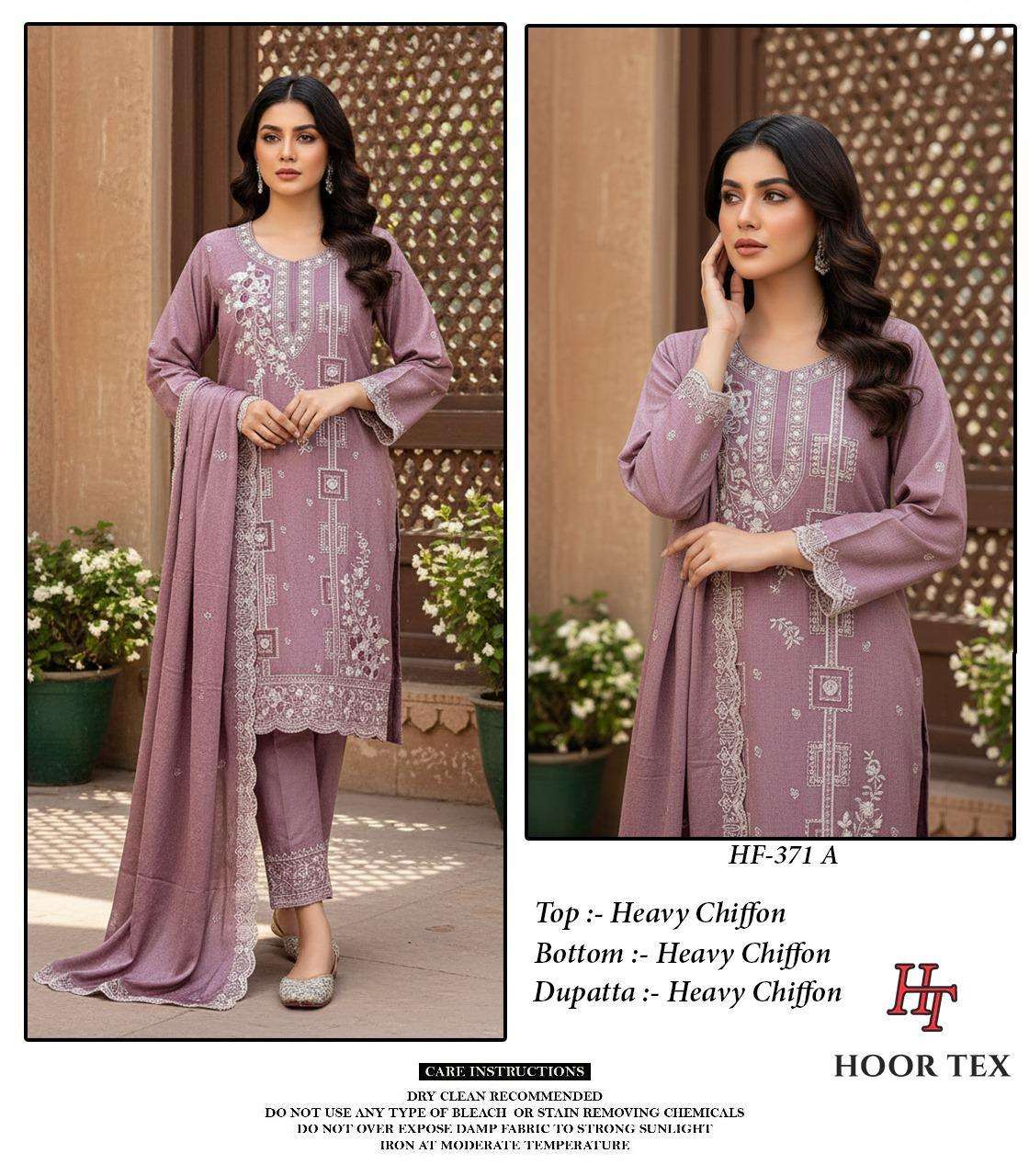 Hf 371 Hoor Tex Chiffon Pakistani Readymade Suits Exporter