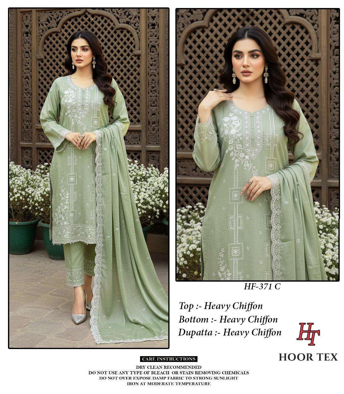 Hf 371 Hoor Tex Chiffon Pakistani Readymade Suits Exporter