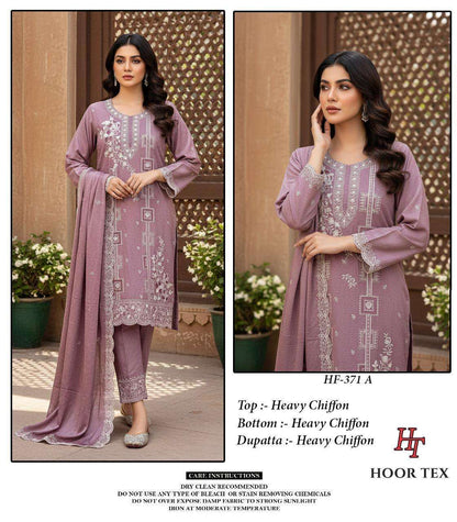 Hf 371 Hoor Tex Chiffon Pakistani Readymade Suits Exporter