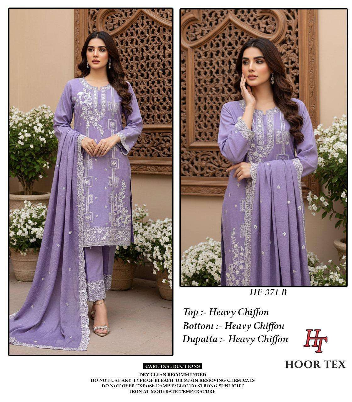Hf 371 Hoor Tex Chiffon Pakistani Readymade Suits Exporter