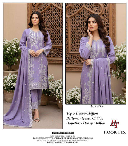 Hf 371 Hoor Tex Chiffon Pakistani Readymade Suits Exporter