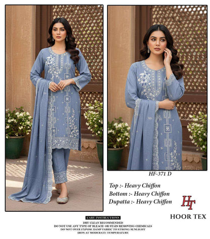 Hf 371 Hoor Tex Chiffon Pakistani Readymade Suits Exporter