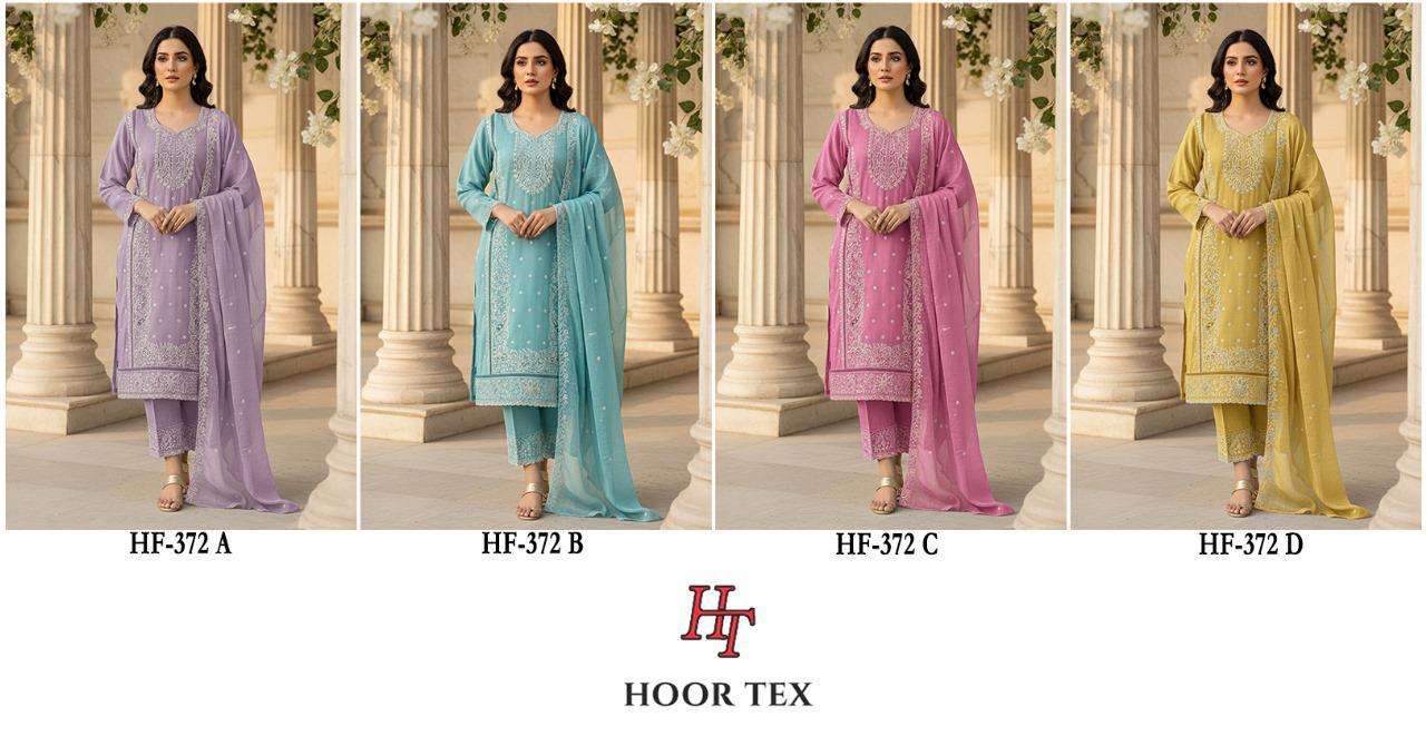 Hf 372 A To D Hoor Tex Chiffon Pakistani Readymade Suits Supplier Gujarat