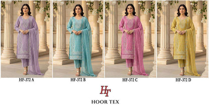 Hf 372 A To D Hoor Tex Chiffon Pakistani Readymade Suits Supplier Gujarat