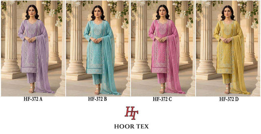 Hf 372 A To D Hoor Tex Chiffon Pakistani Readymade Suits Supplier Gujarat