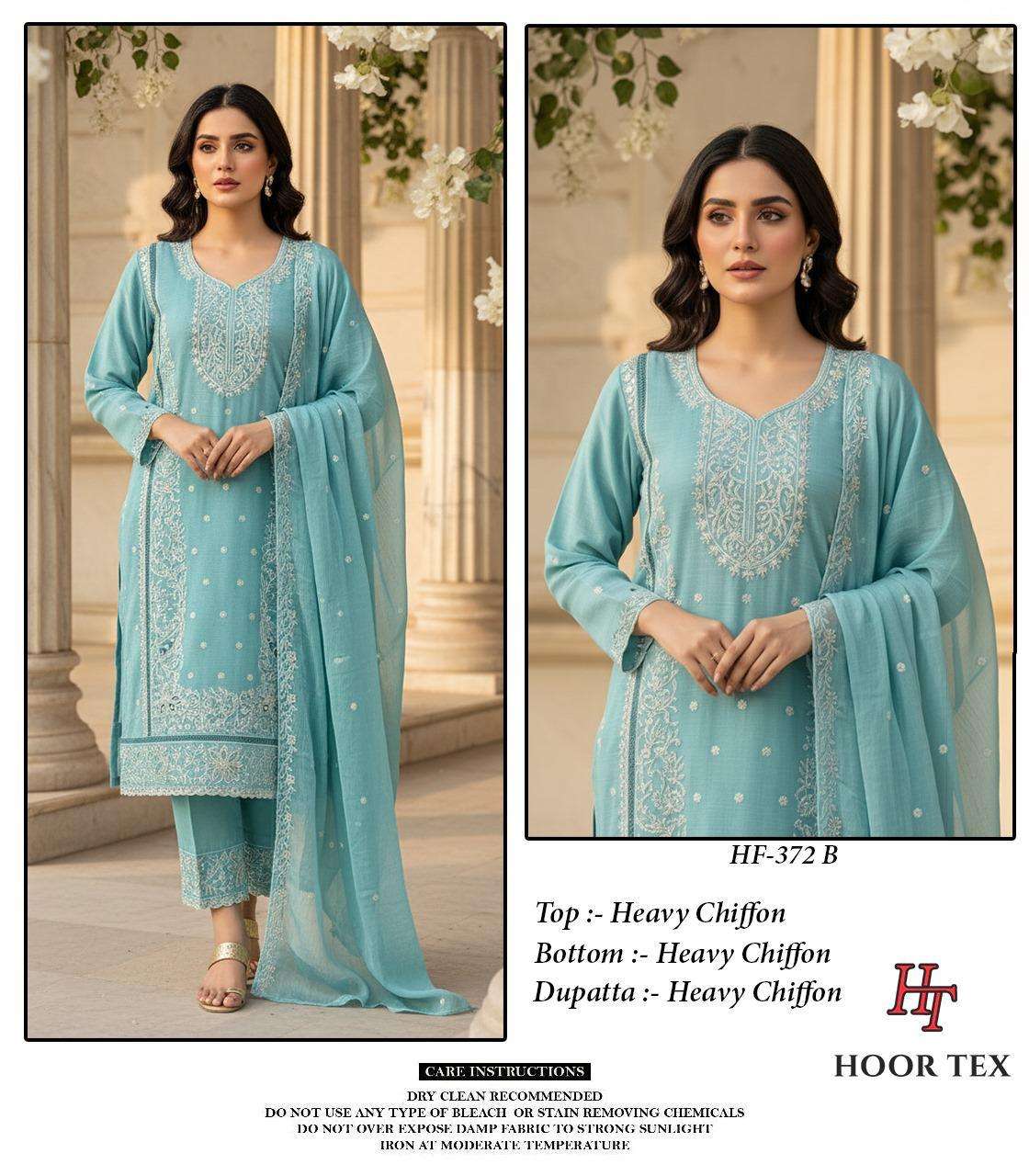 Hf 372 A To D Hoor Tex Chiffon Pakistani Readymade Suits Supplier Gujarat
